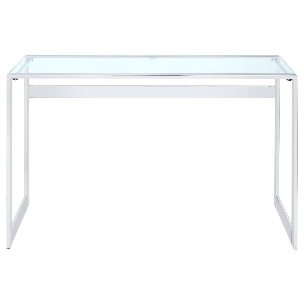 Hartford Glass Top Writing Desk Chrome. Picture 3