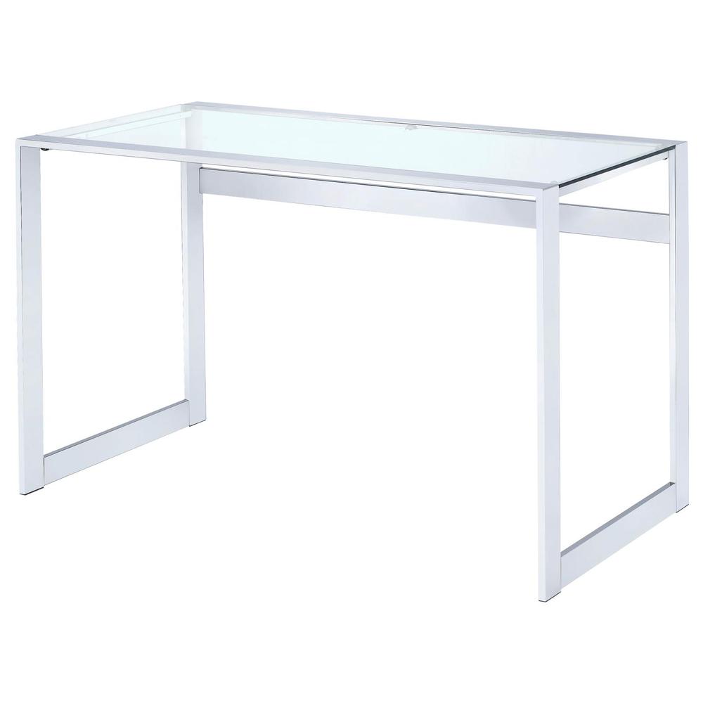Hartford Glass Top Writing Desk Chrome. Picture 4