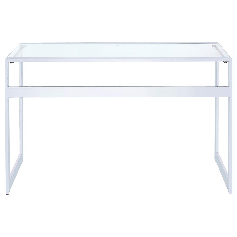 Hartford Glass Top Writing Desk Chrome. Picture 6