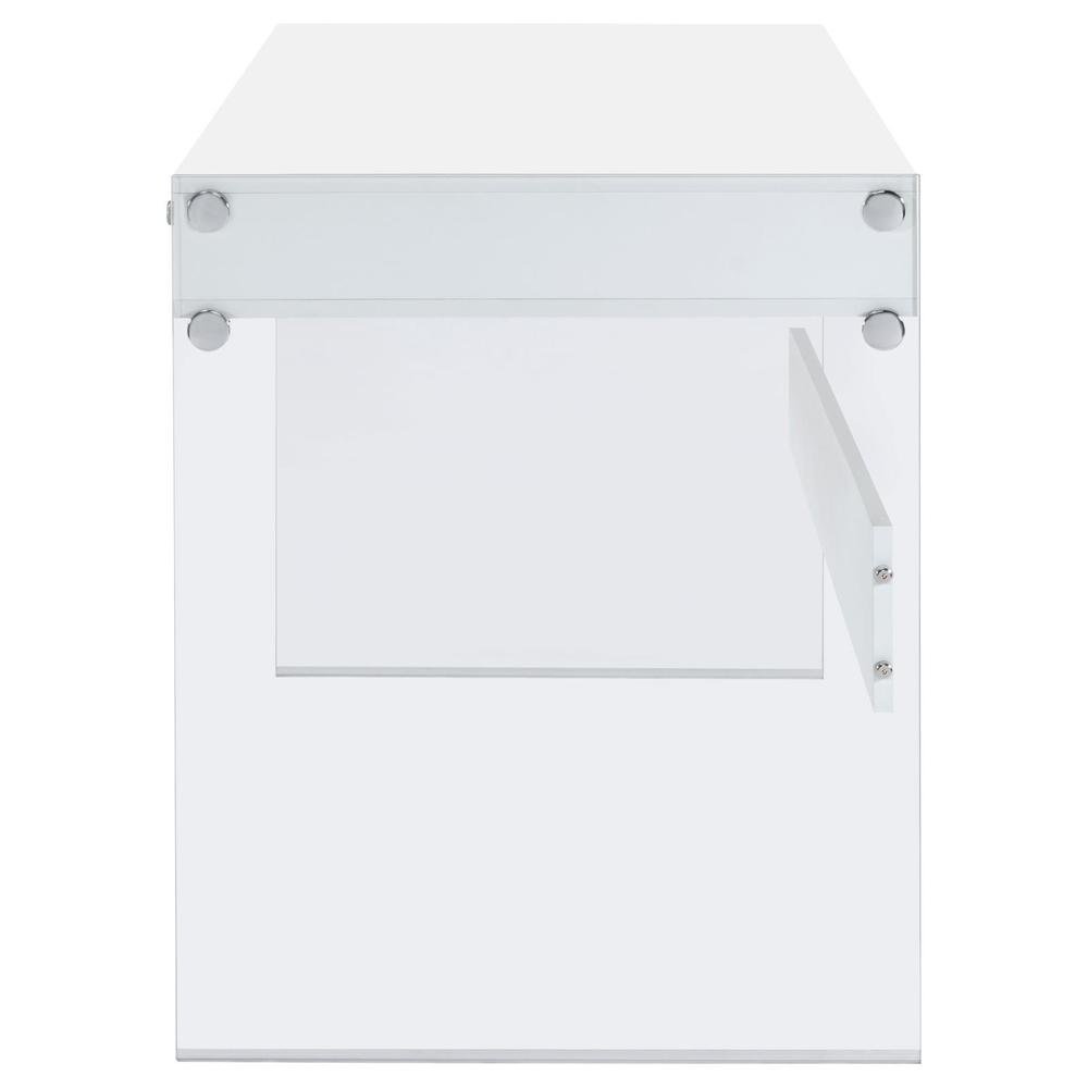 Dobrev 2-drawer Writing Desk Glossy White and Clear. Picture 6