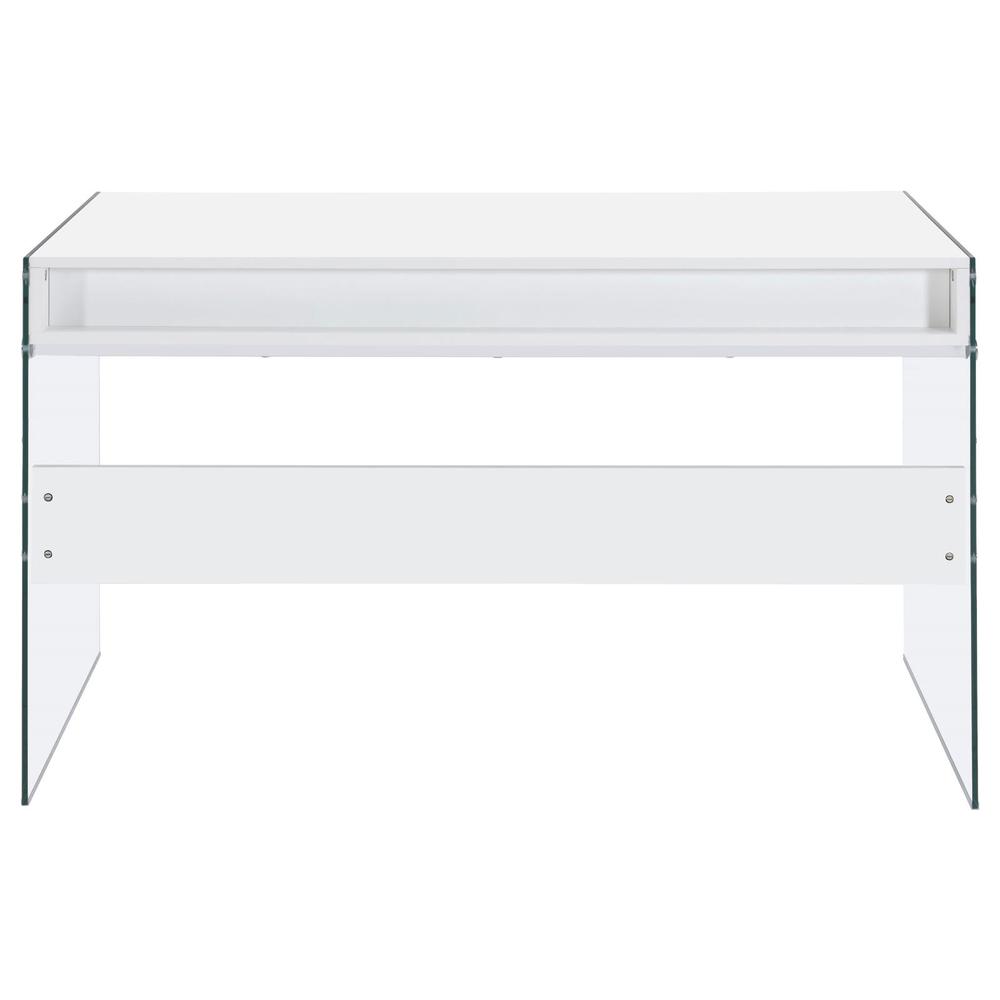Dobrev 2-drawer Writing Desk Glossy White and Clear. Picture 8