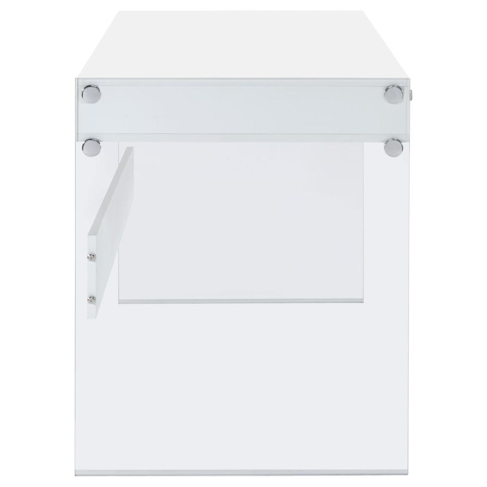 Dobrev 2-drawer Writing Desk Glossy White and Clear. Picture 10