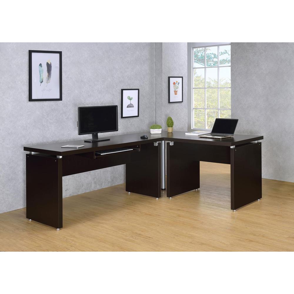 Skylar Engineered Wood L-Shape Computer Desk Cappuccino. Picture 13