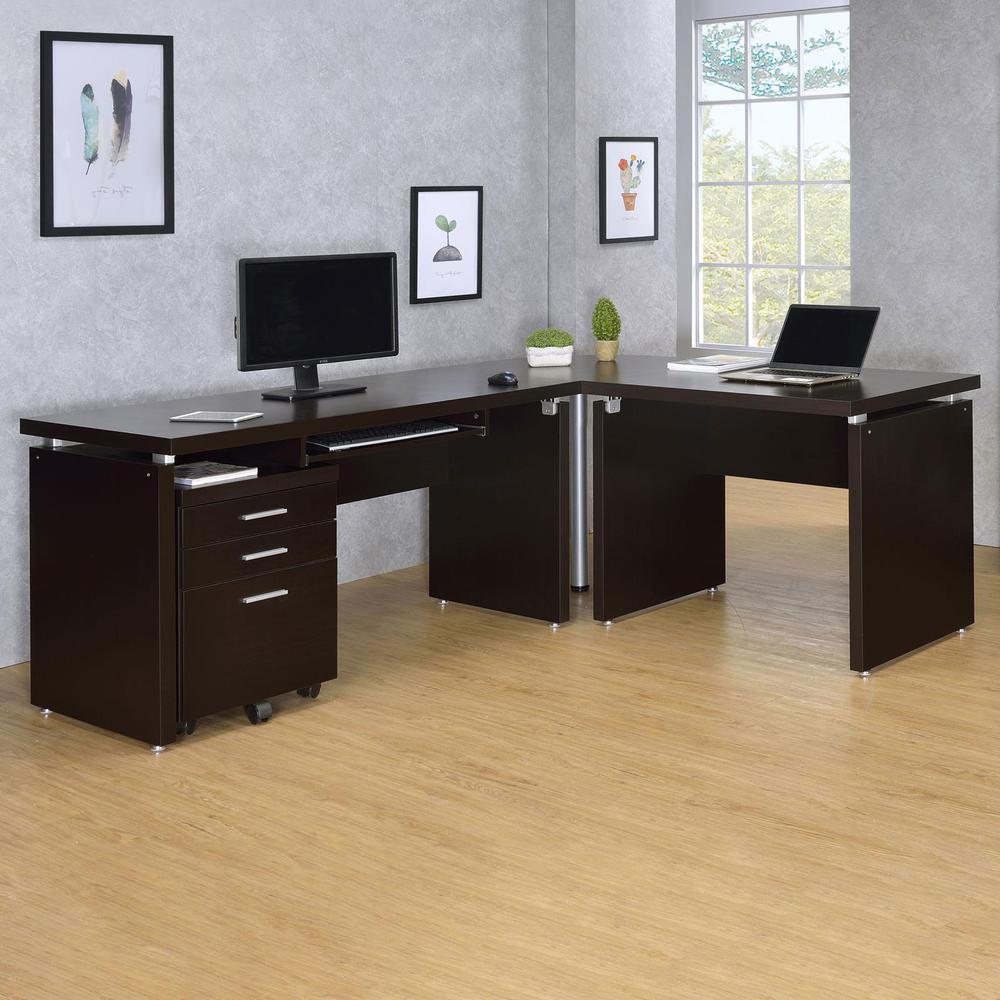 Skylar 2-piece Home Office Set L-Shape Desk with File Cabinet Cappuccino. Picture 1