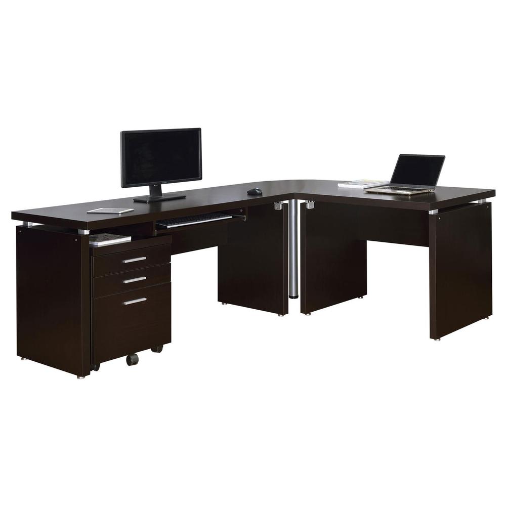 Skylar 2-piece Home Office Set L-Shape Desk with File Cabinet Cappuccino. Picture 2