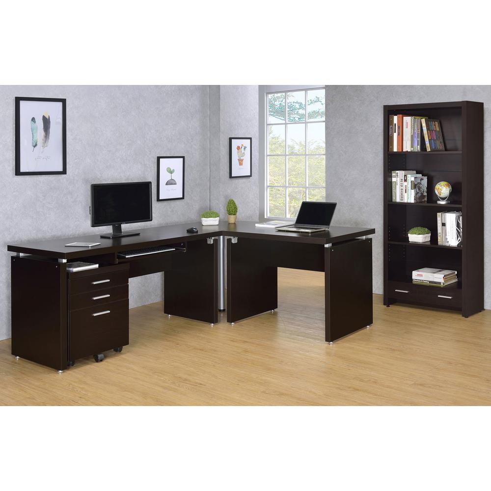 Skylar 2-piece Home Office Set L-Shape Desk with File Cabinet Cappuccino. Picture 13