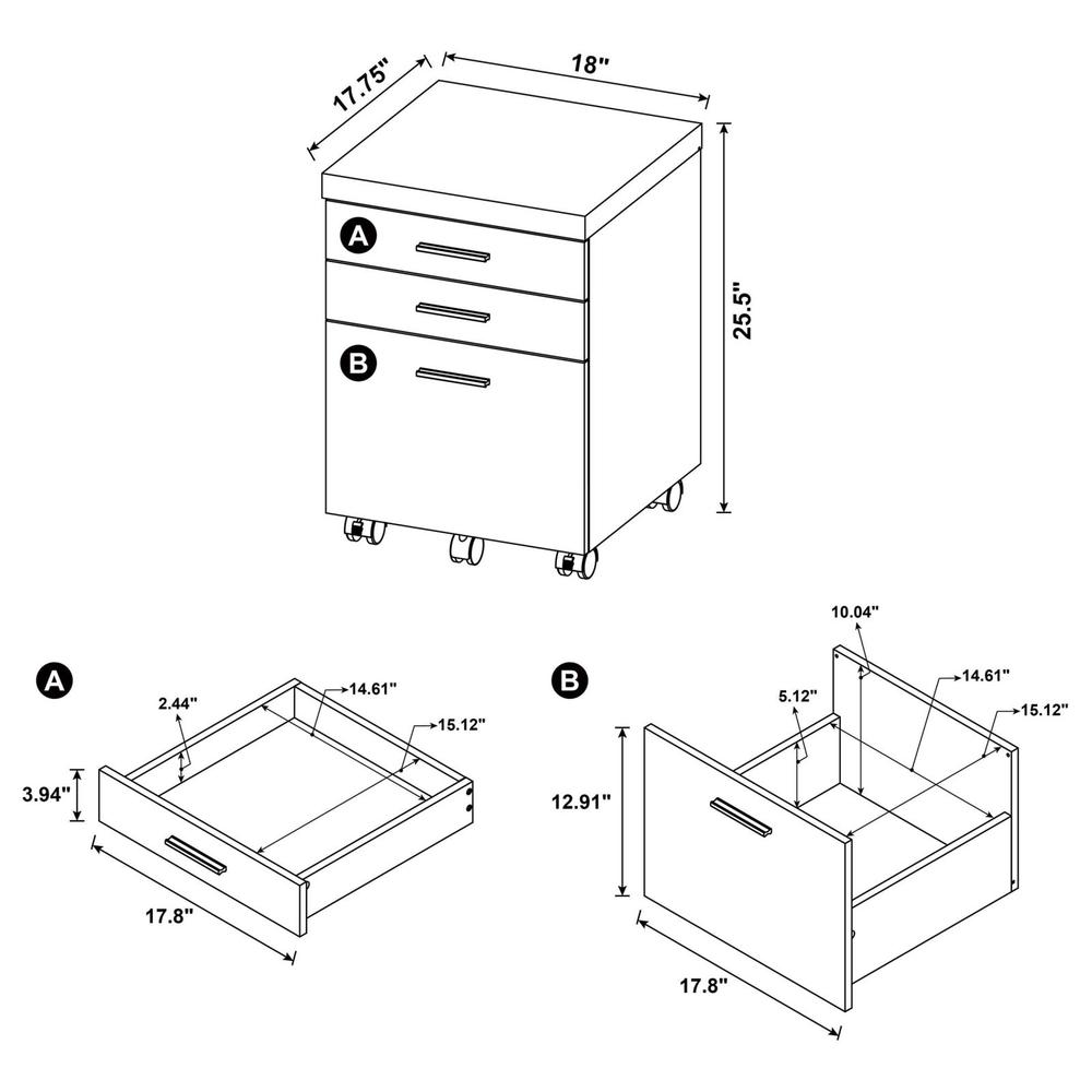 Skylar 3-drawer Mobile File Cabinet Cappuccino. Picture 12