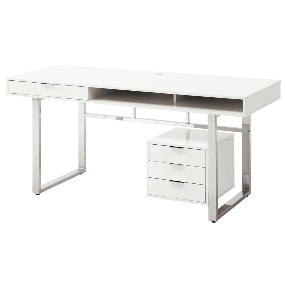 Whitman 4-drawer Writing Desk Glossy White. Picture 2