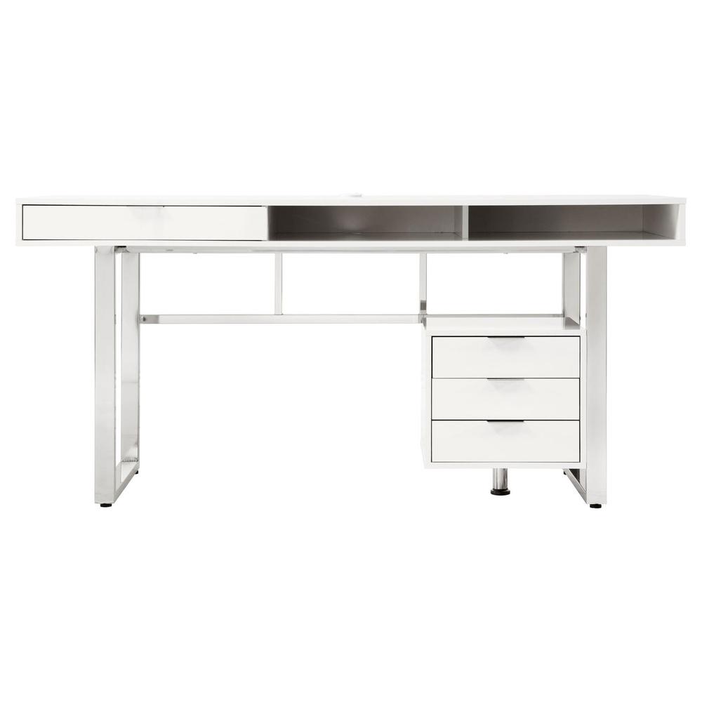 Whitman 4-drawer Writing Desk Glossy White. Picture 4