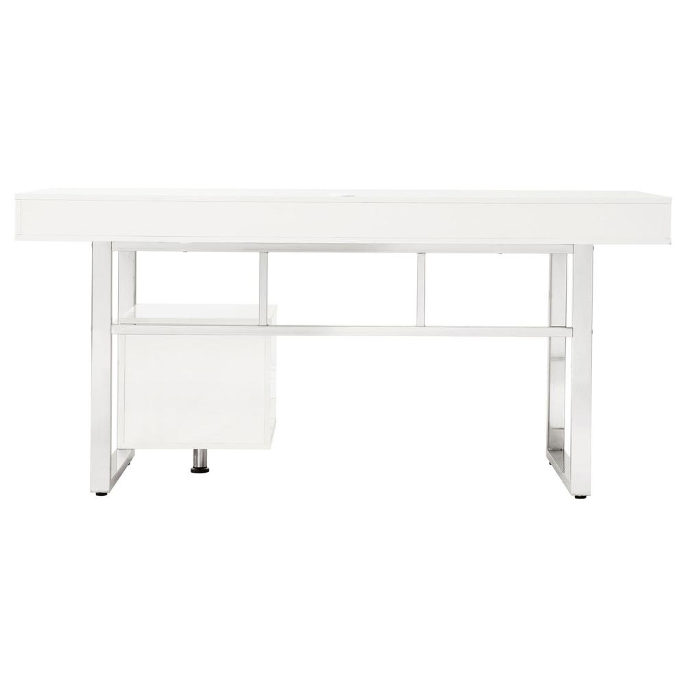Whitman 4-drawer Writing Desk Glossy White. Picture 6