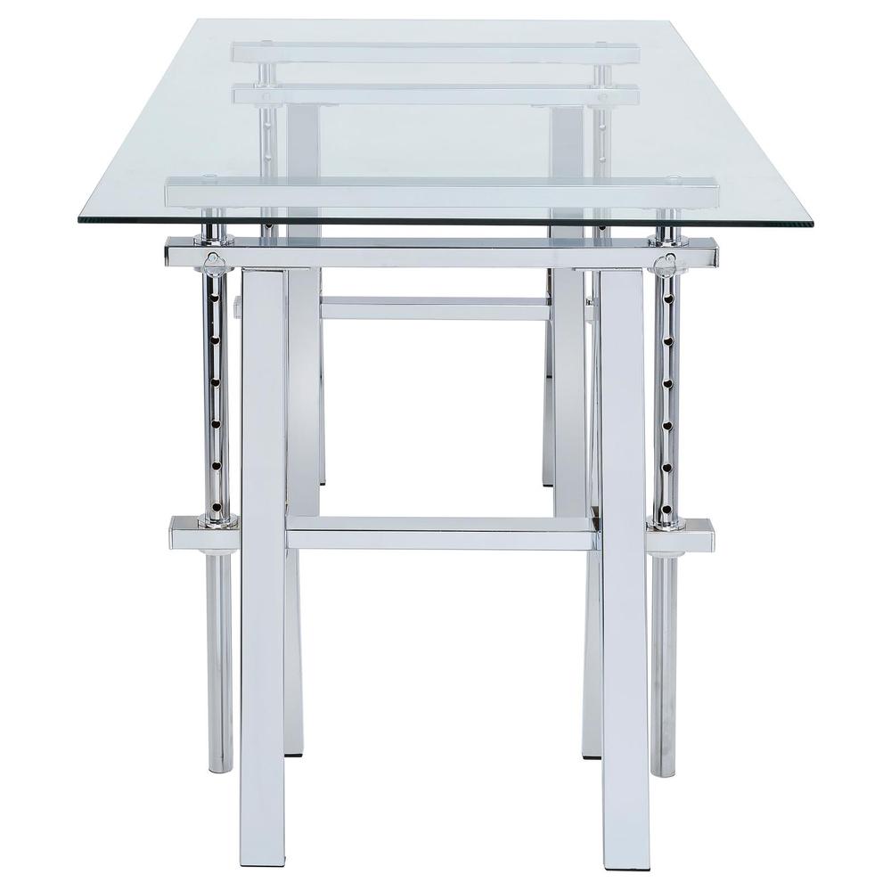 Statham Glass Top Adjustable Writing Desk Clear and Chrome. Picture 6