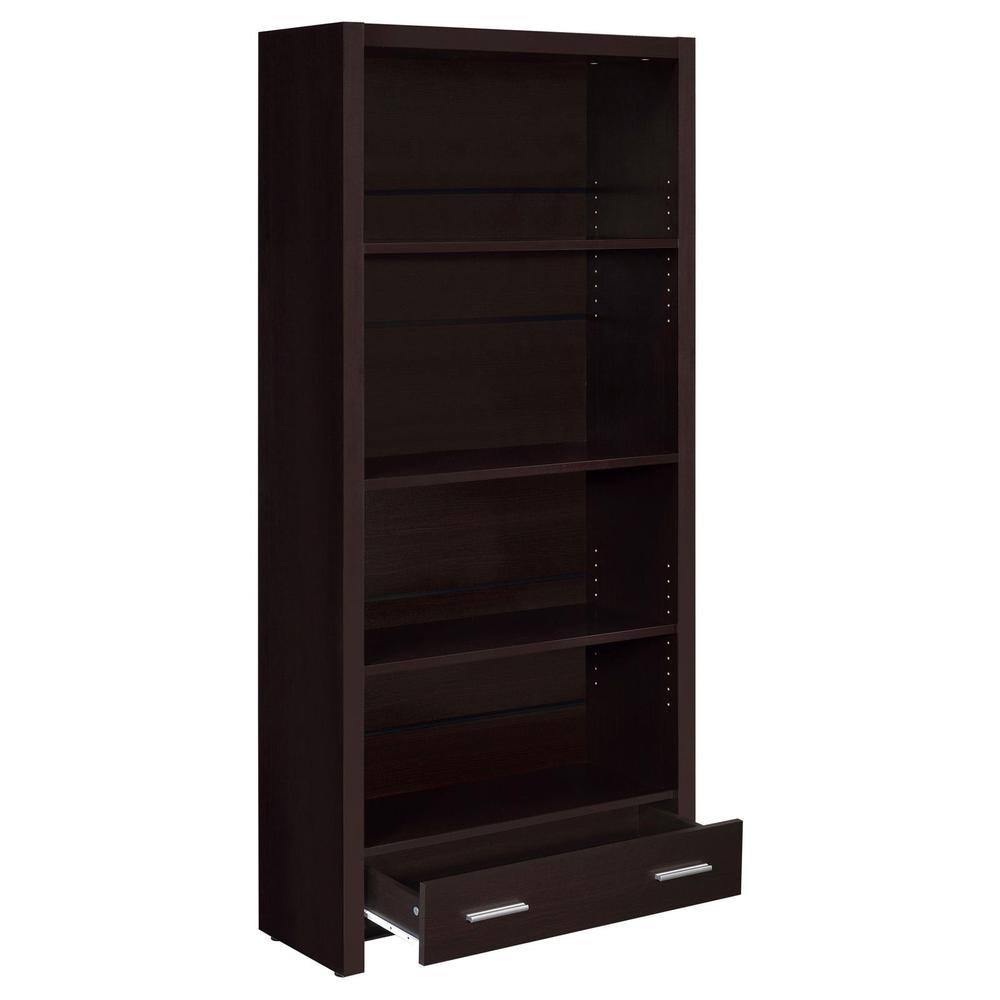 Skylar 5-shelf Bookcase with Storage Drawer Cappuccino. Picture 3