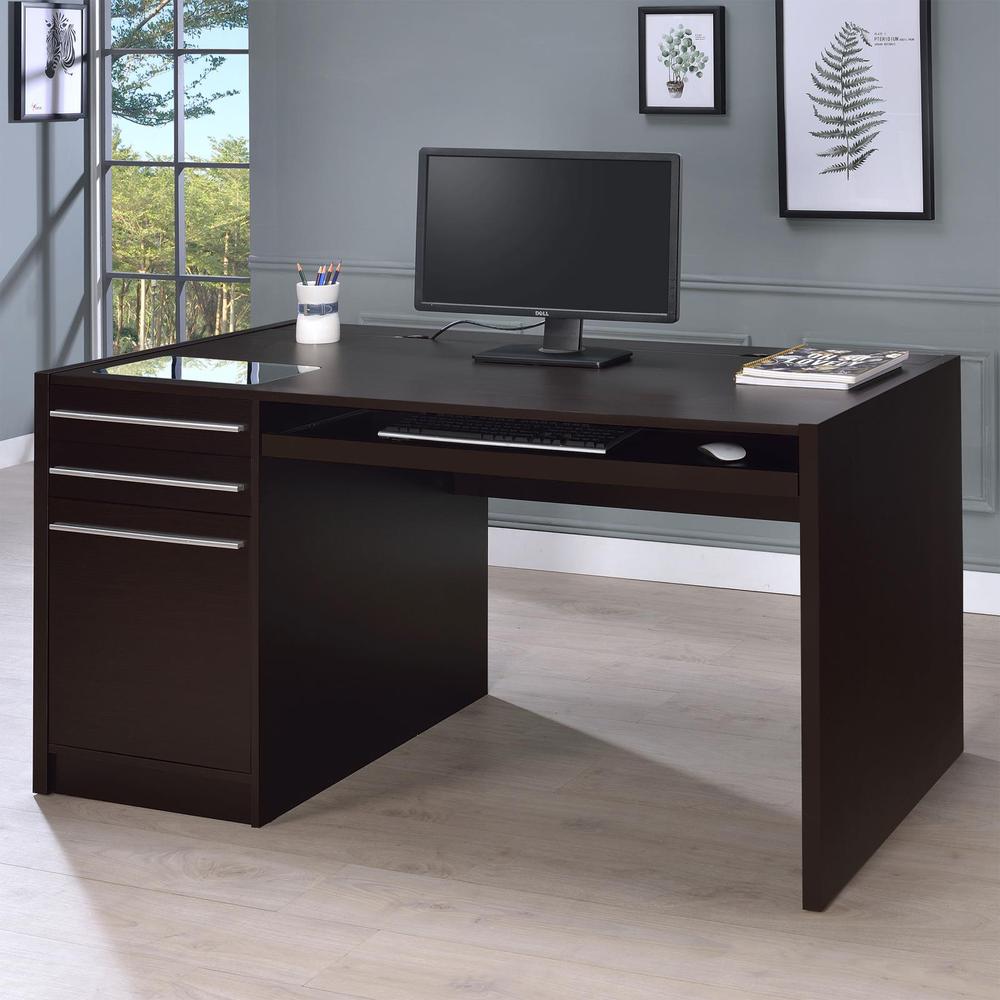 Halston 3-drawer Connect-it Office Desk Cappuccino. Picture 1