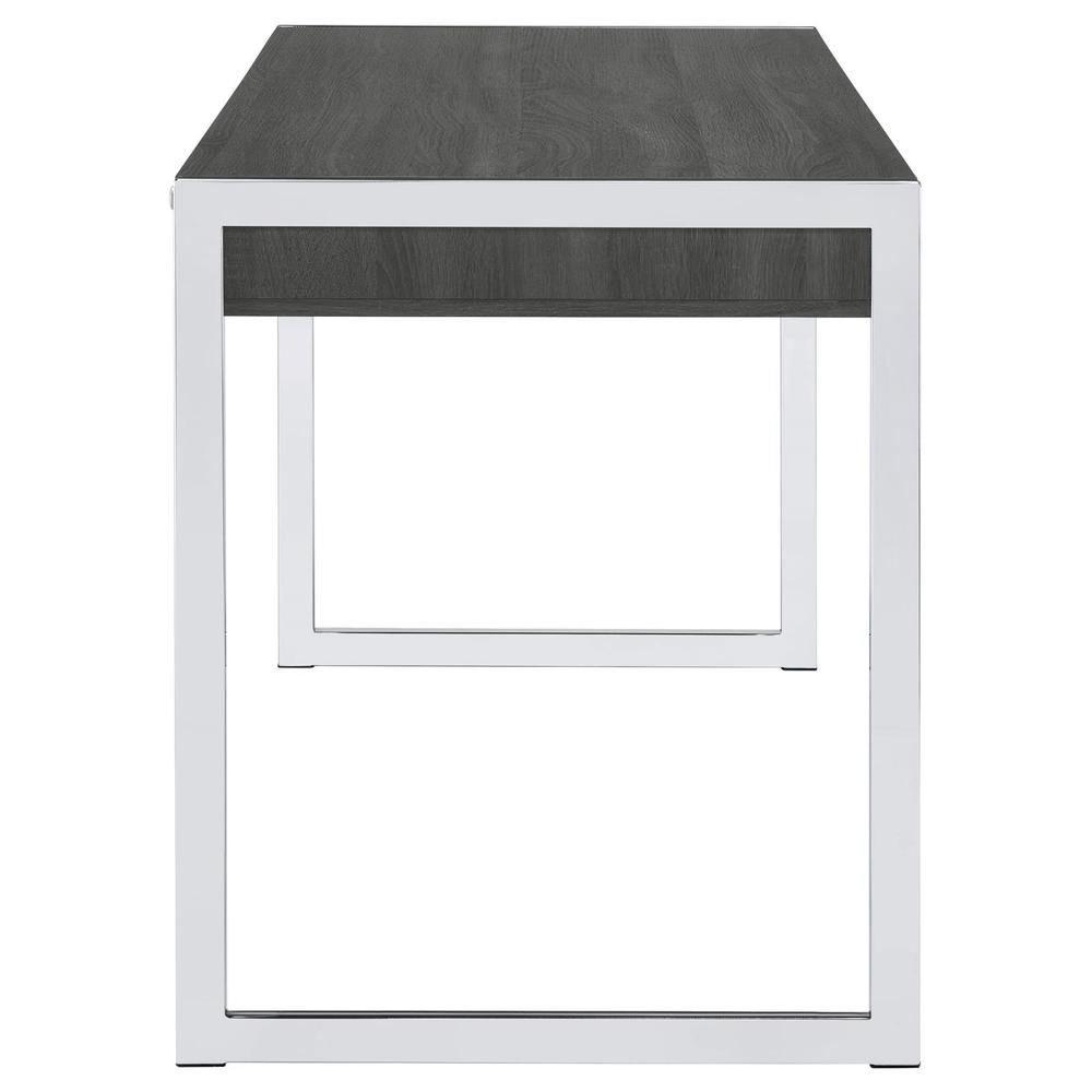 Wallice 2-drawer Writing Desk Weathered Grey and Chrome. Picture 4