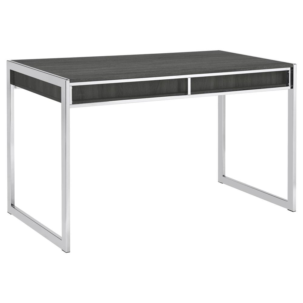 Wallice 2-drawer Writing Desk Weathered Grey and Chrome. Picture 5