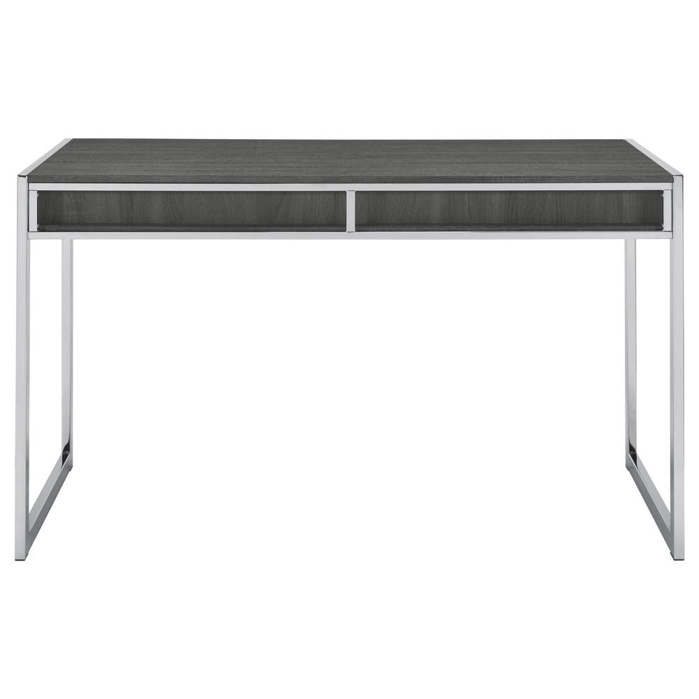 Wallice 2-drawer Writing Desk Weathered Grey and Chrome. Picture 6