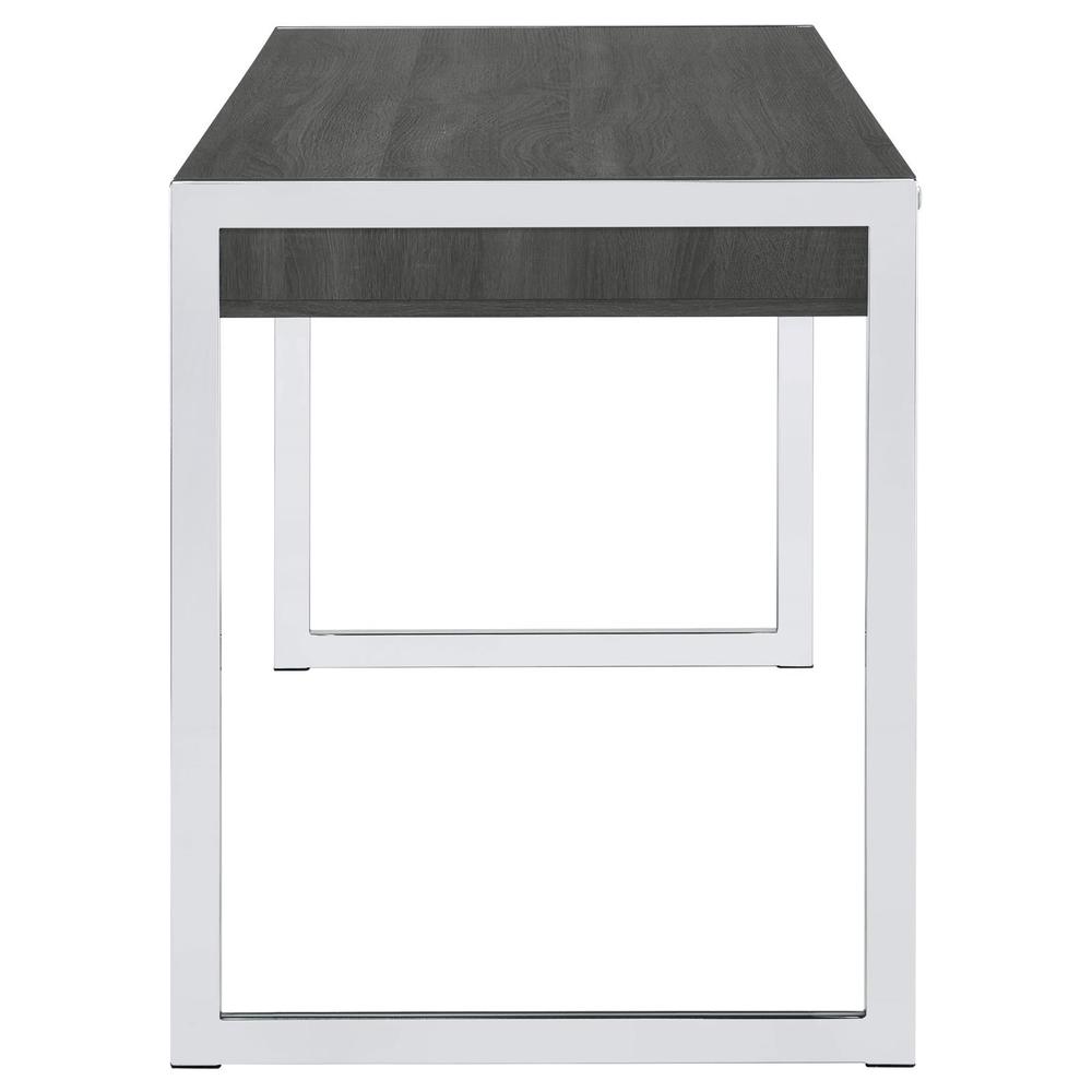 Wallice 2-drawer Writing Desk Weathered Grey and Chrome. Picture 8
