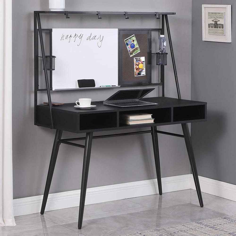 Jessie Writing Desk with USB Ports Black and Gunmetal. Picture 1