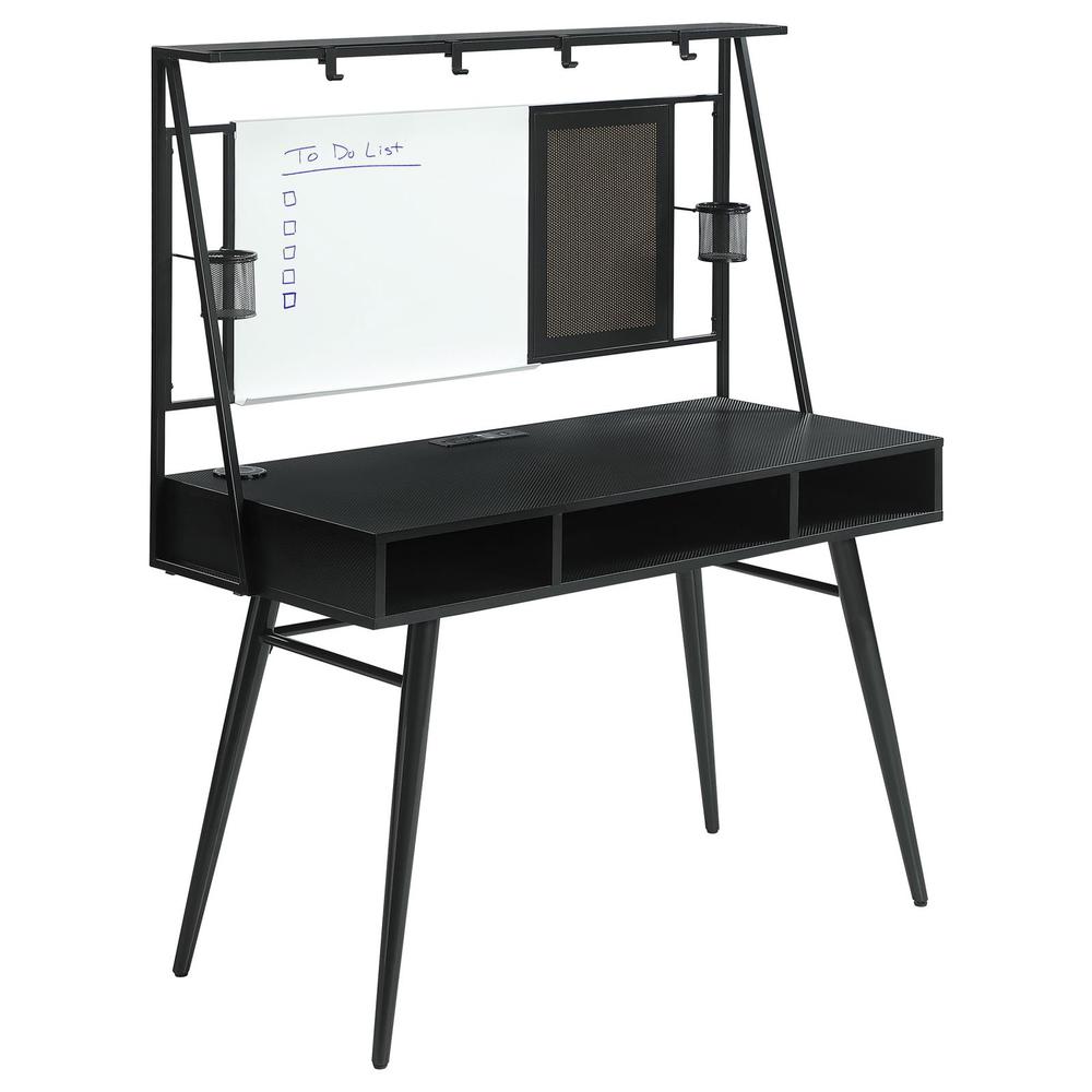Jessie Writing Desk with USB Ports Black and Gunmetal. Picture 2