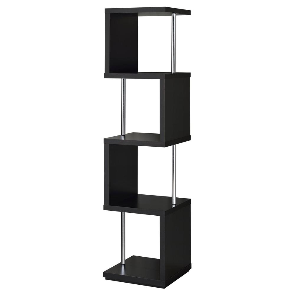 Baxter 4-shelf Bookcase Black and Chrome. Picture 2