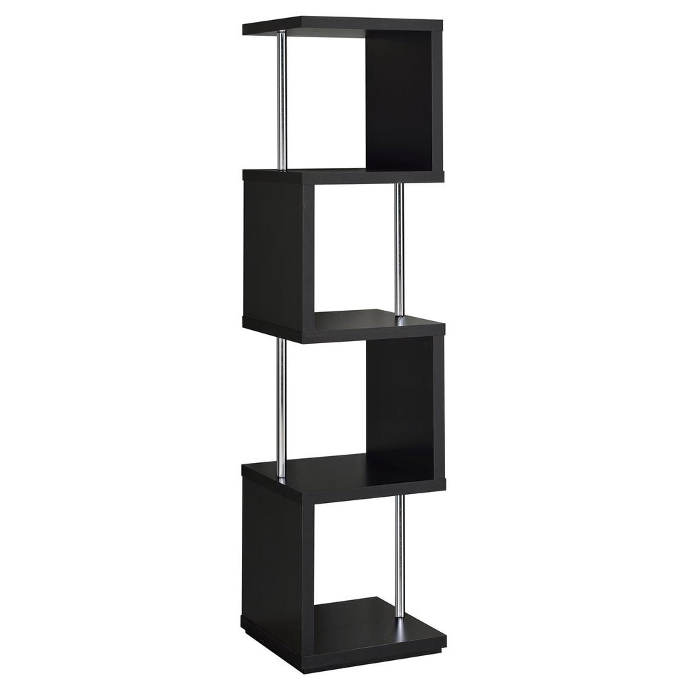 Baxter 4-shelf Bookcase Black and Chrome. Picture 4