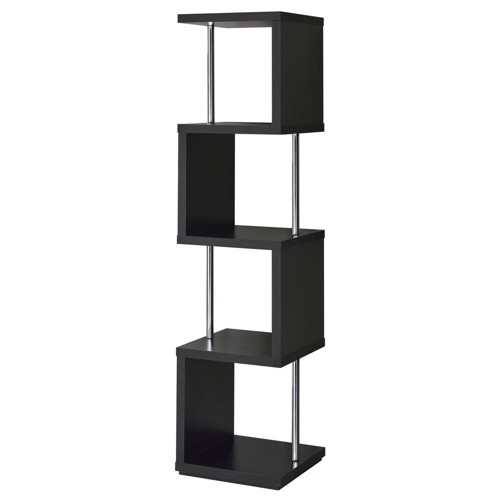 Baxter 4-shelf Bookcase Black and Chrome. Picture 6