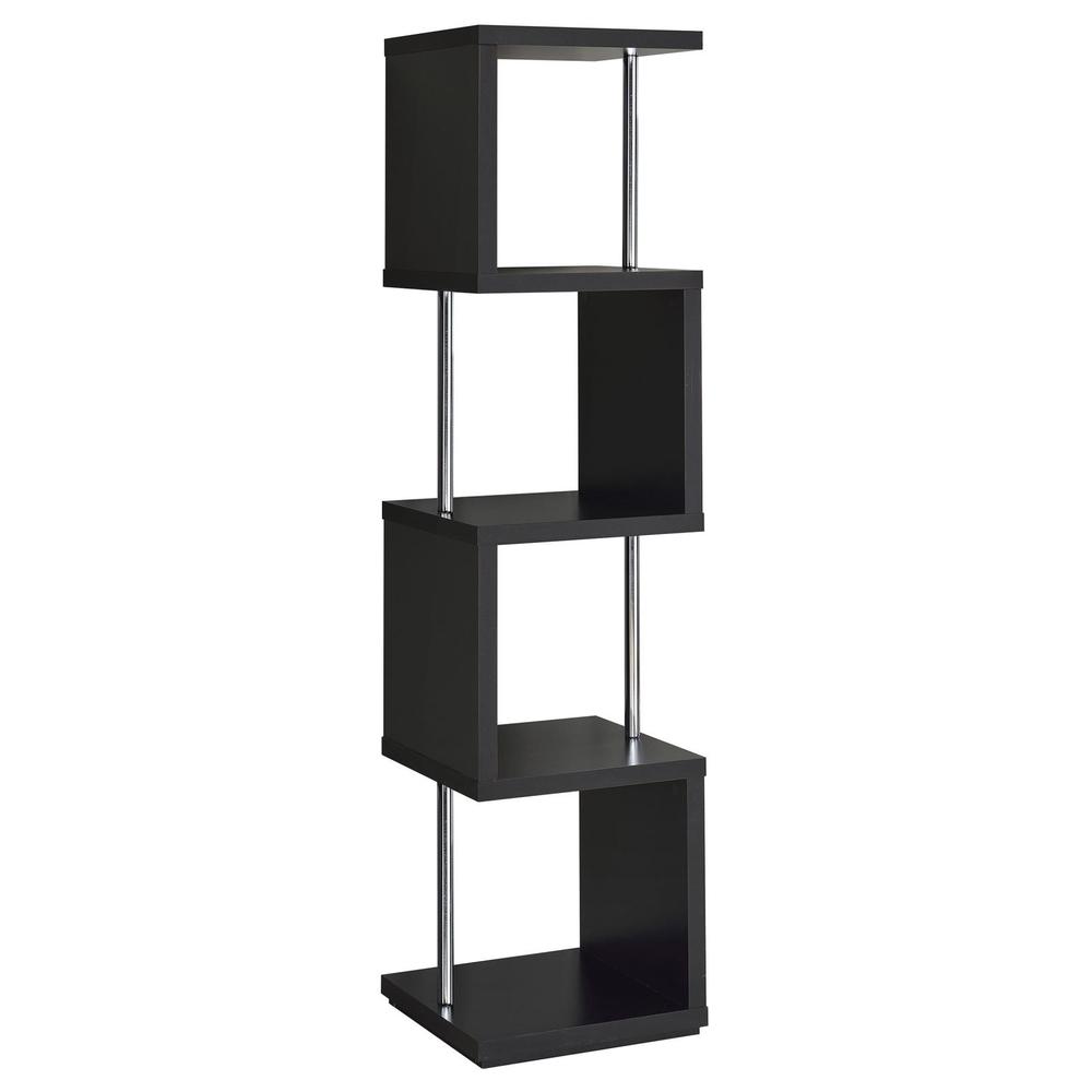 Baxter 4-shelf Bookcase Black and Chrome. Picture 8
