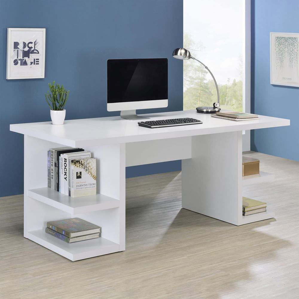 Alice Writing Desk White with Open Shelves. Picture 1