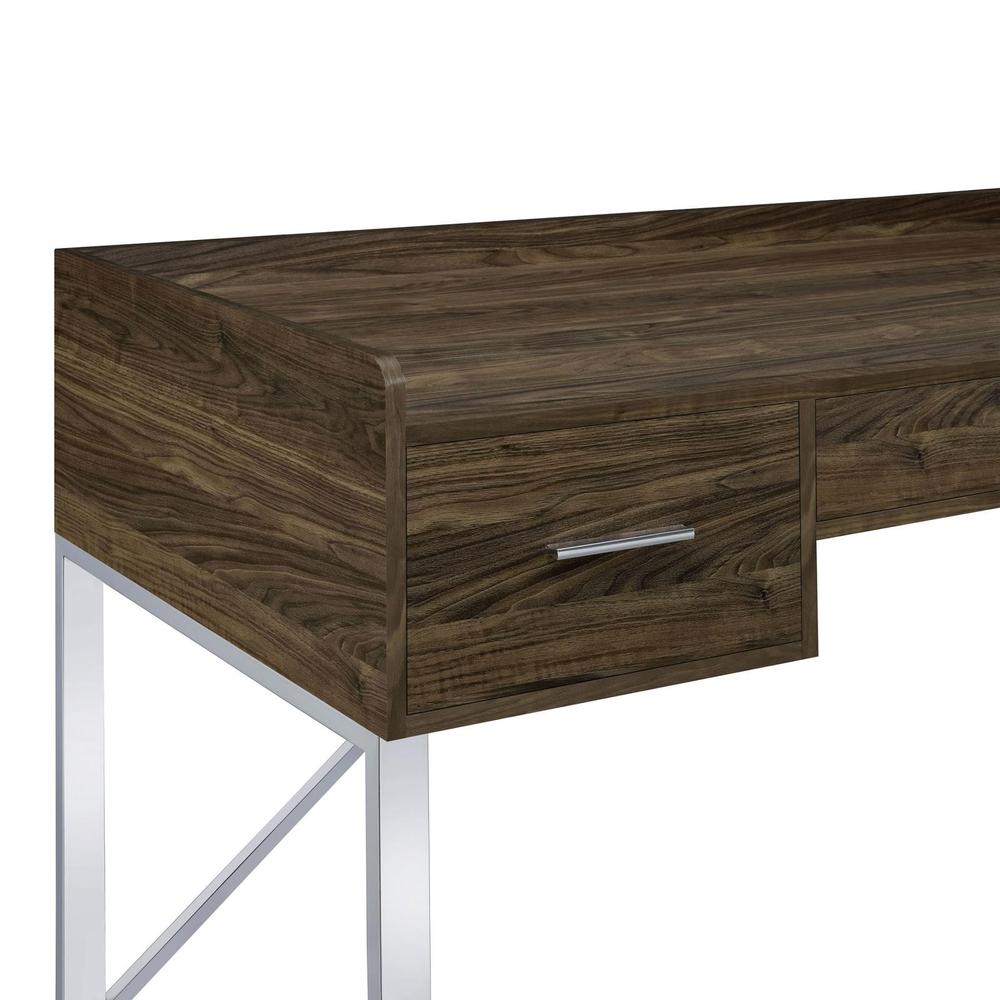 Angelica 3-drawer Writing Desk Walnut and Chrome. Picture 12