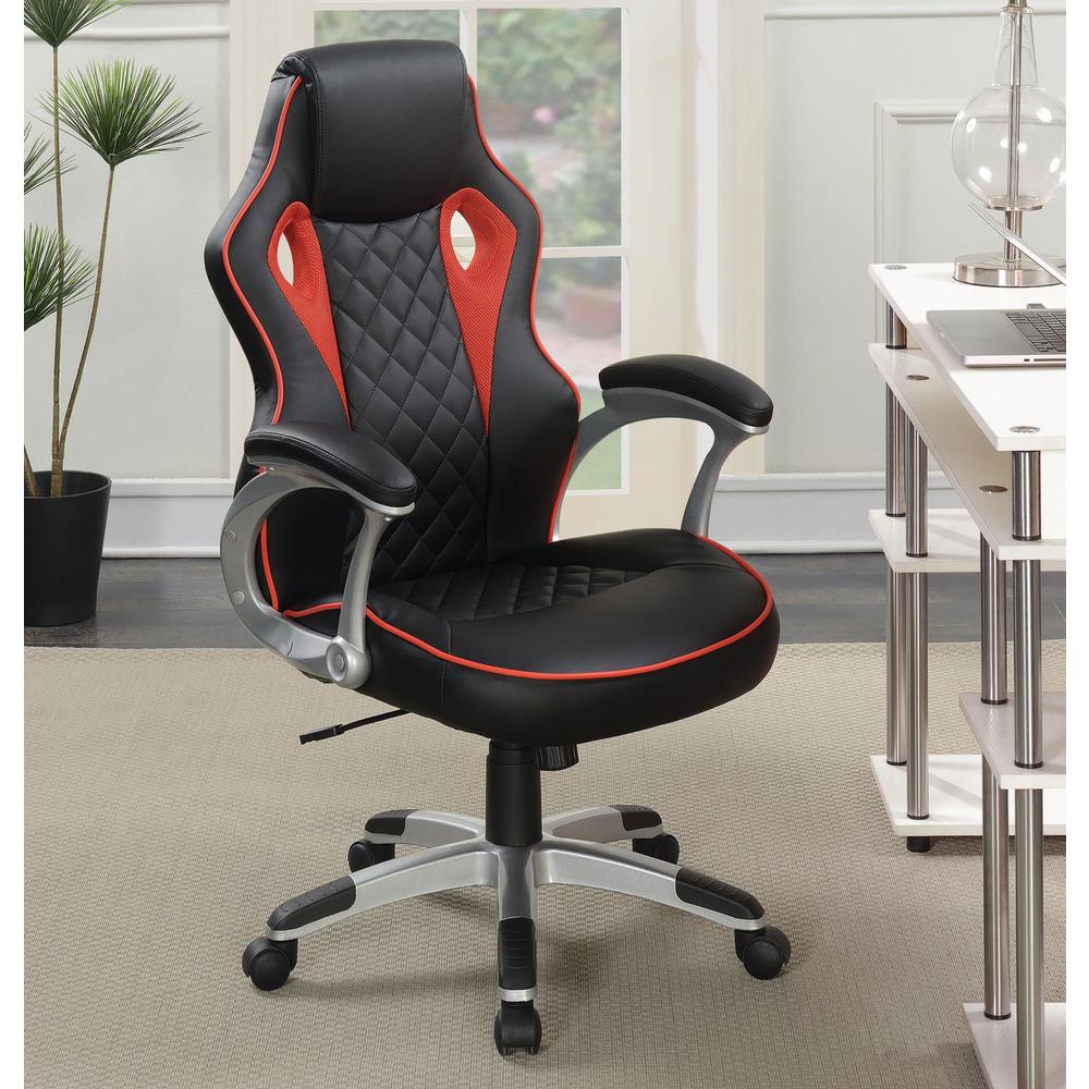 Lucas Upholstered Office Chair Black and Red. Picture 1