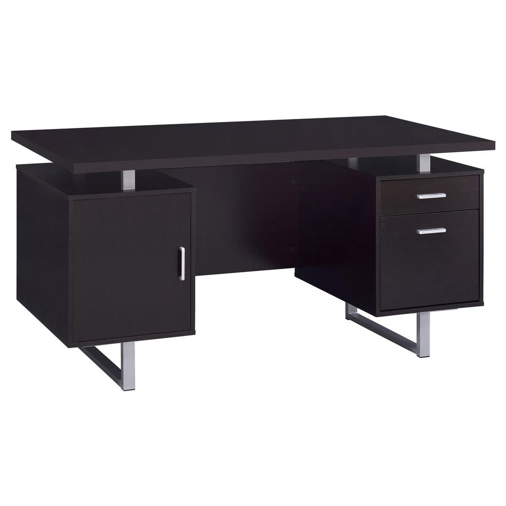 Lawtey Rectangular Storage Office Desk Cappuccino. Picture 2