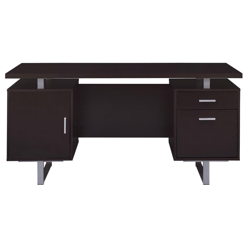 Lawtey Rectangular Storage Office Desk Cappuccino. Picture 4