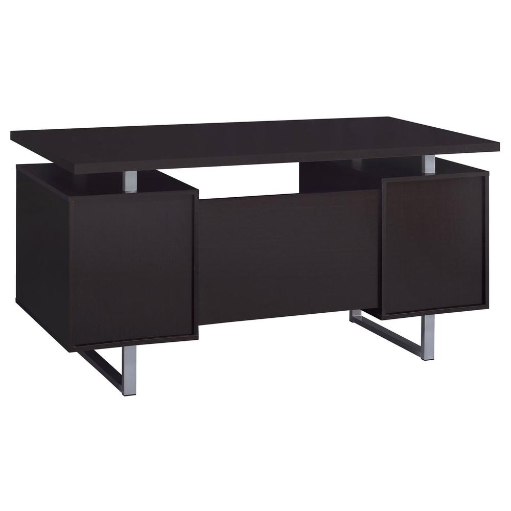 Lawtey Rectangular Storage Office Desk Cappuccino. Picture 6