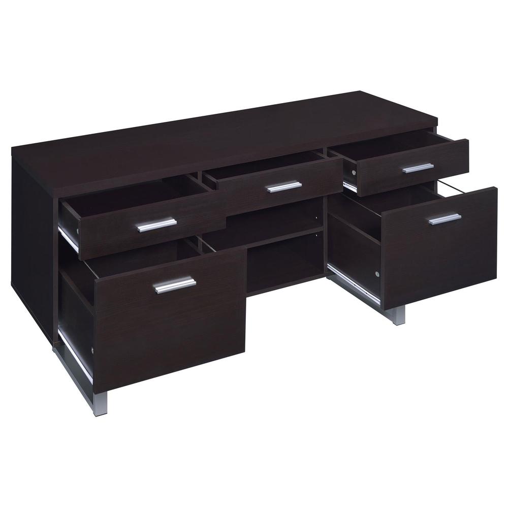 Lawtey 5-drawer Credenza with Adjustable Shelf Cappuccino. Picture 2