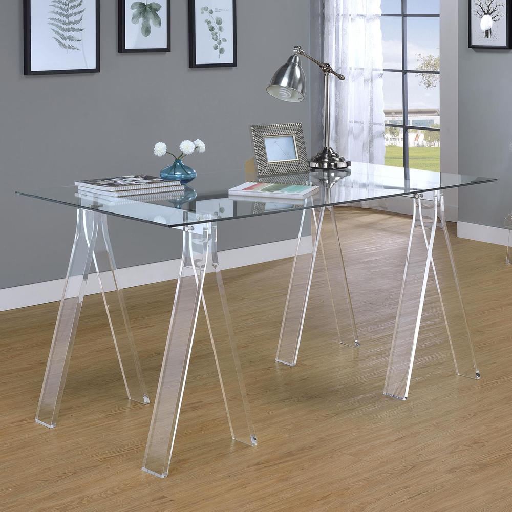 Amaturo Writing Desk with Glass Top Clear. Picture 2