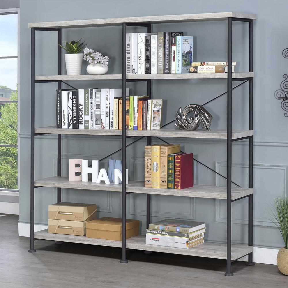 Analiese 4-shelf Open Bookcase Grey Driftwood. Picture 1