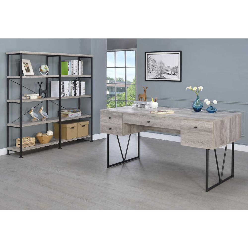 Analiese 4-shelf Open Bookcase Grey Driftwood. Picture 10