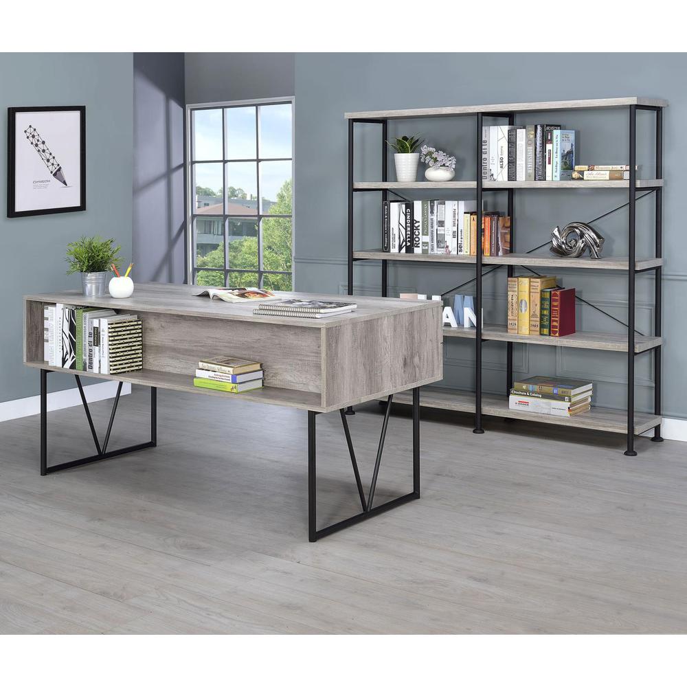 Analiese 4-shelf Open Bookcase Grey Driftwood. Picture 11