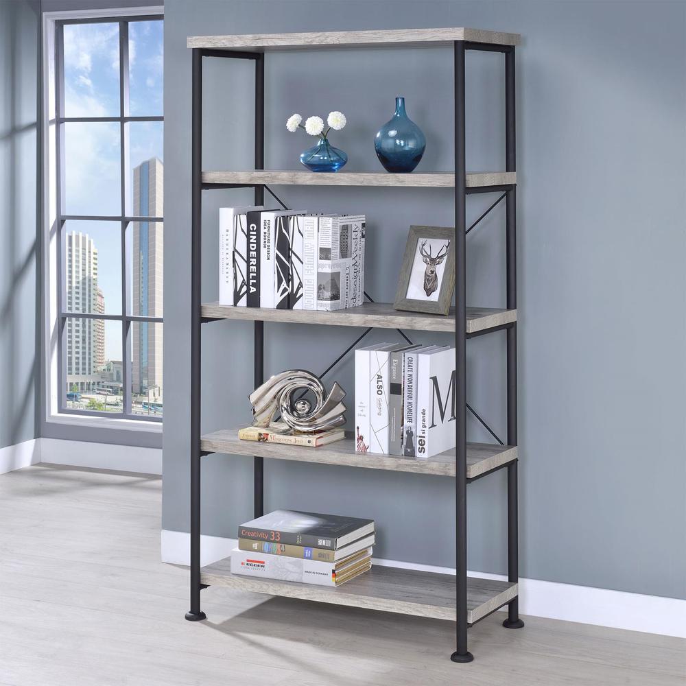 Analiese 4-Shelf Bookcase Grey Driftwood. Picture 1