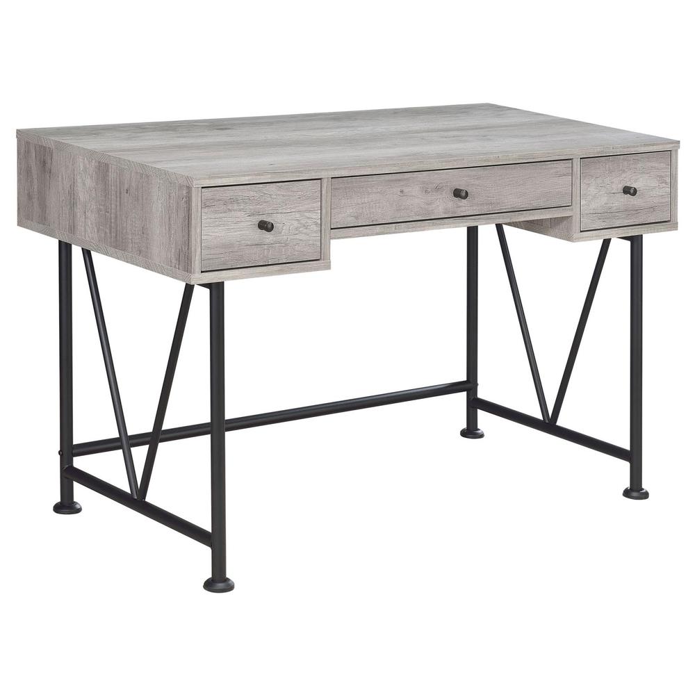 Analiese 3-drawer Writing Desk Grey Driftwood and Black. Picture 2
