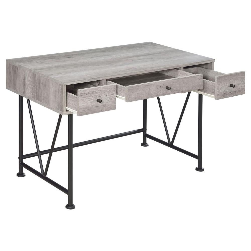 Analiese 3-drawer Writing Desk Grey Driftwood and Black. Picture 3