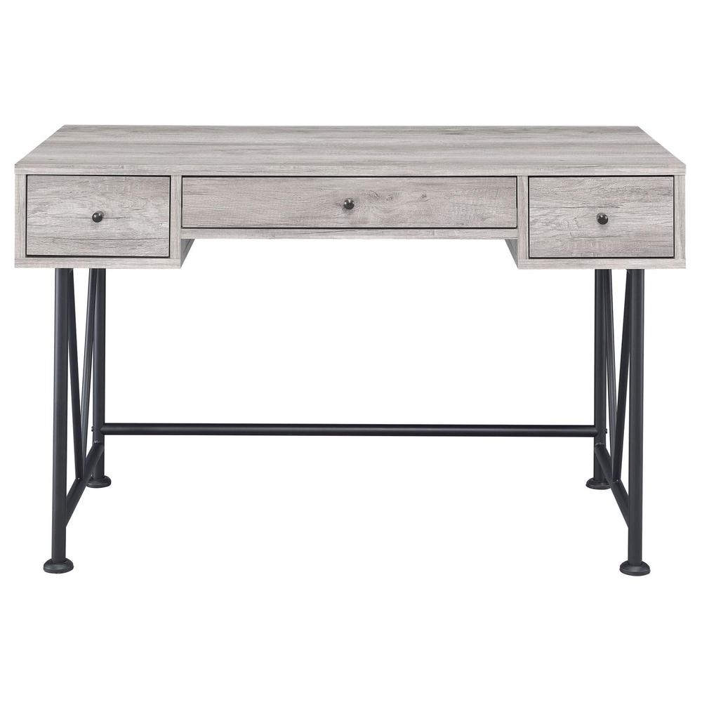 Analiese 3-drawer Writing Desk Grey Driftwood and Black. Picture 4