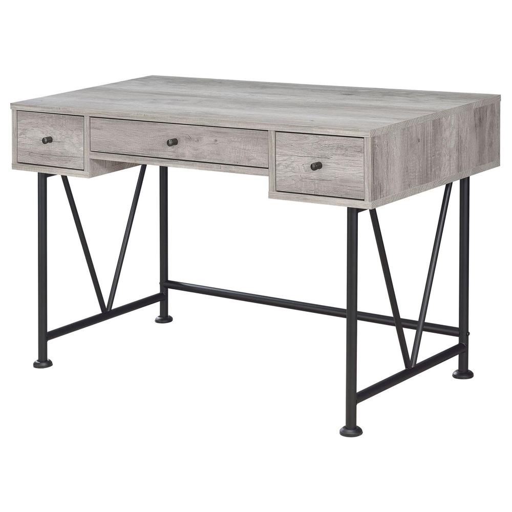 Analiese 3-drawer Writing Desk Grey Driftwood and Black. Picture 5
