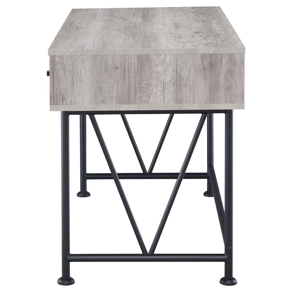 Analiese 3-drawer Writing Desk Grey Driftwood and Black. Picture 6
