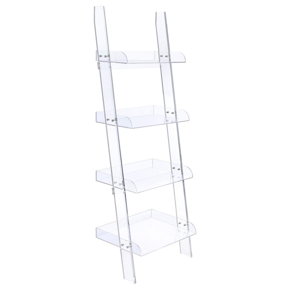 Amaturo 4-shelf Ladder Bookcase Clear. Picture 2