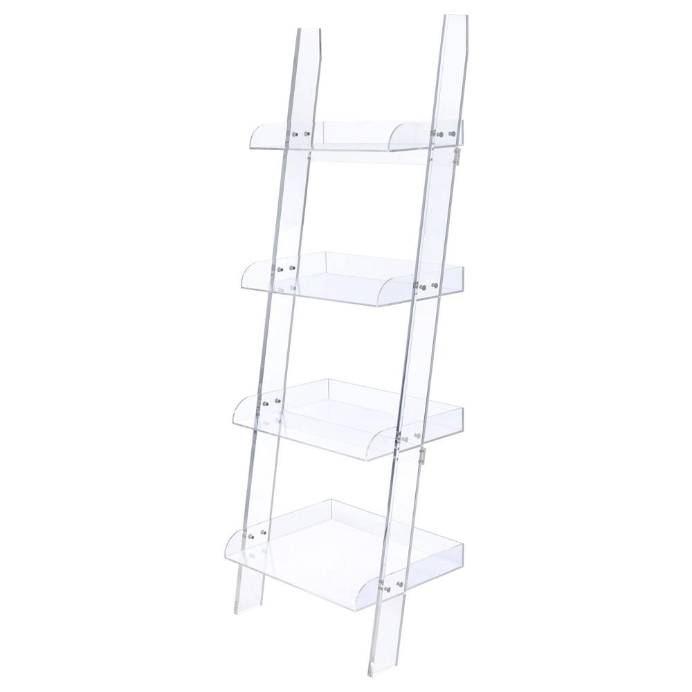 Amaturo 4-shelf Ladder Bookcase Clear. Picture 4