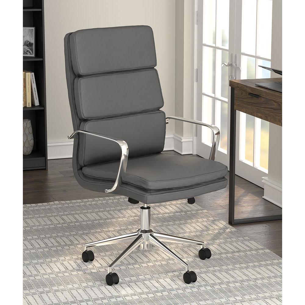Ximena High Back Upholstered Office Chair Grey. Picture 3