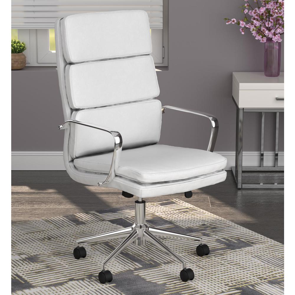 Ximena High Back Upholstered Office Chair White. Picture 1