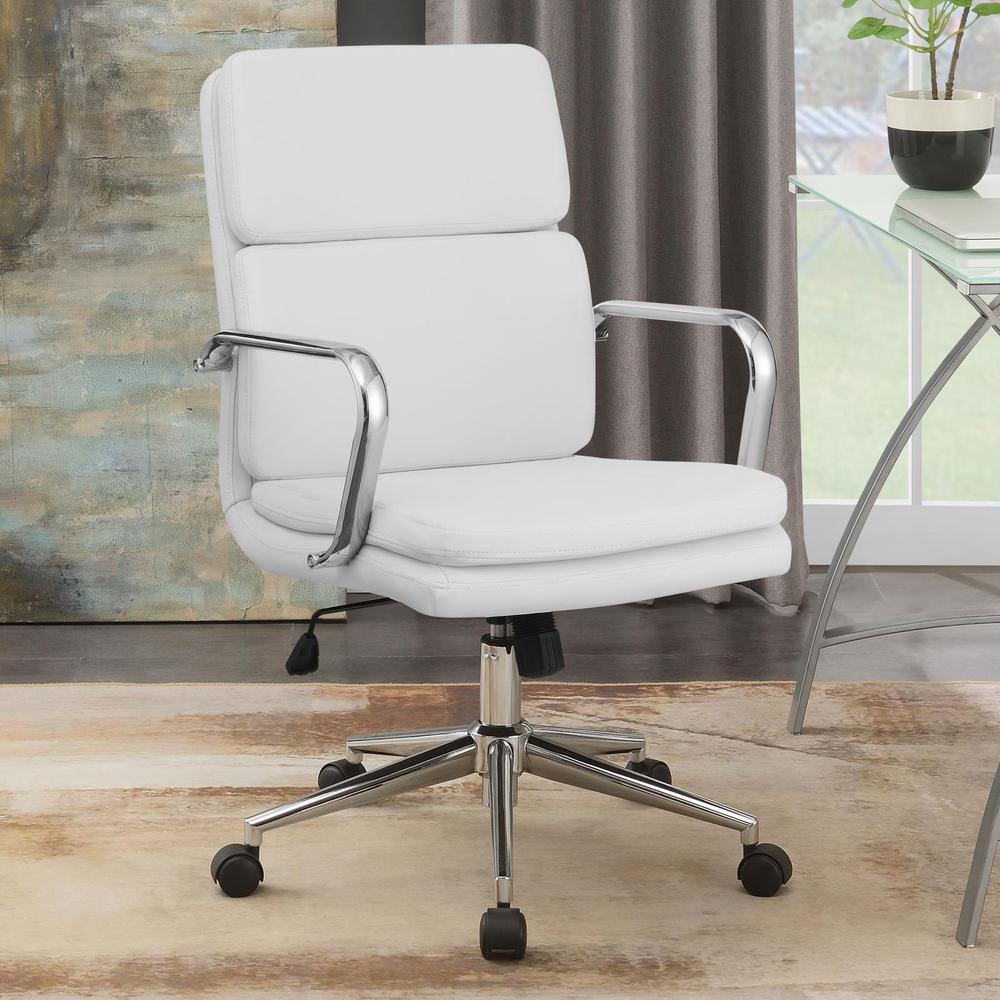 Ximena Standard Back Upholstered Office Chair White. Picture 1