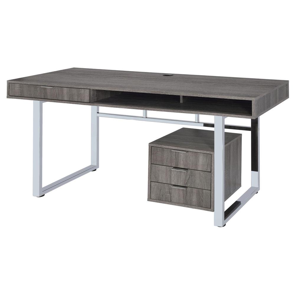 Whitman 4-drawer Writing Desk Weathered Grey. Picture 2